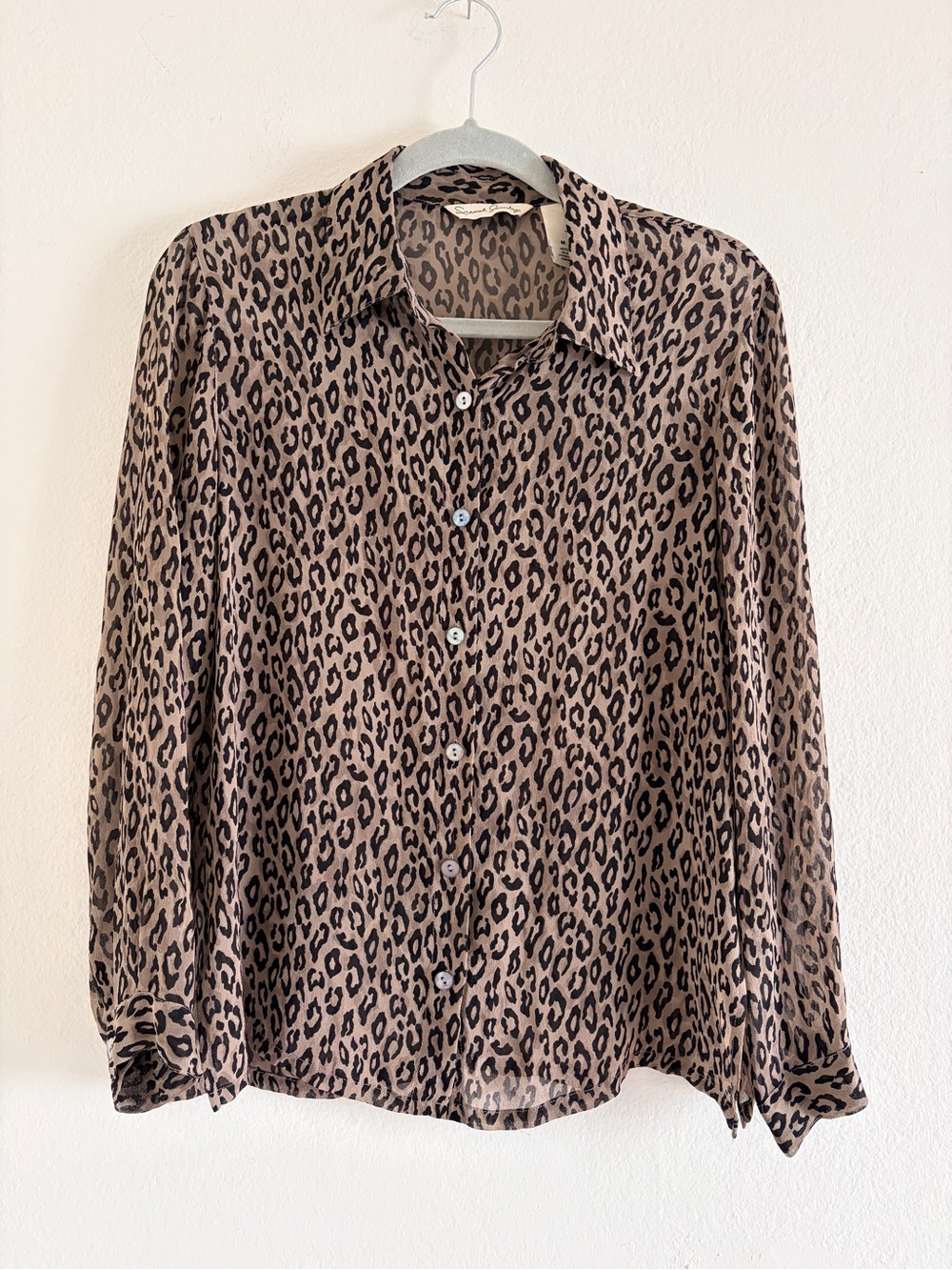 French Laundry Leopard Print Button-Up Shirt - 100% Silk